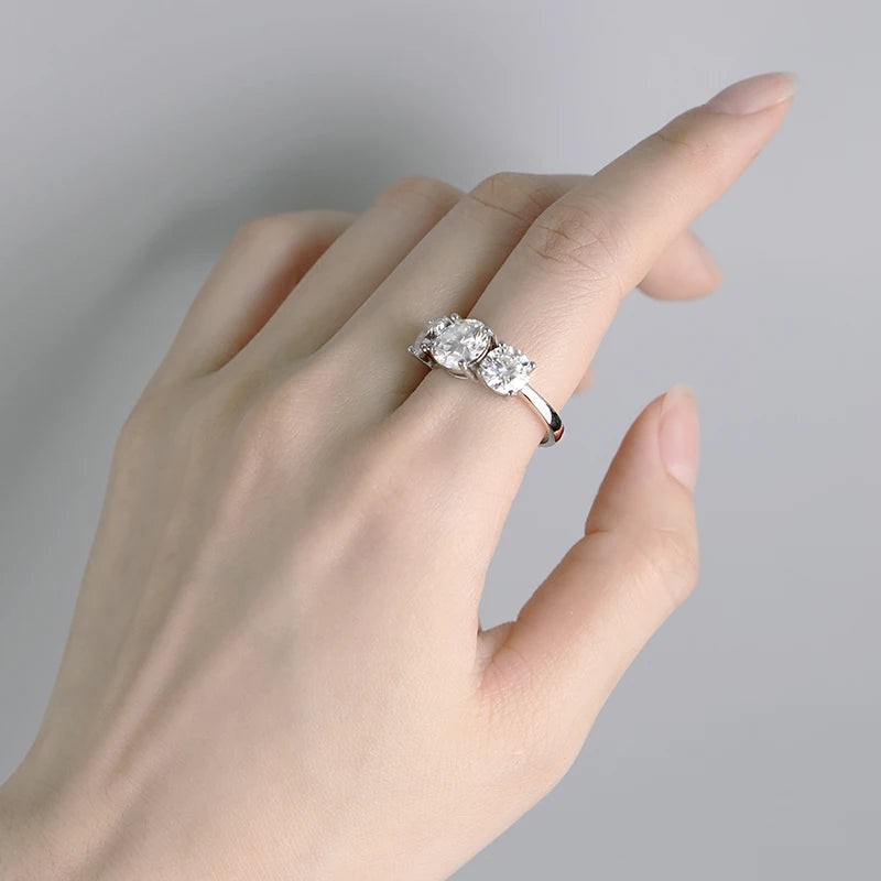 White Gold 4/2CT Moissanite Ring for Women Sparkling Lab Grown Diamond Wedding Band S925 Solid Silver Jewelry Wholesale