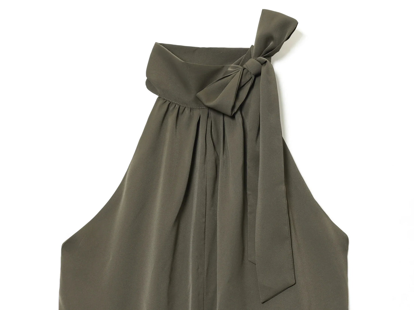 European and American style 2025 autumn new product women's clothing design with bow tie decoration hanging neck collar top