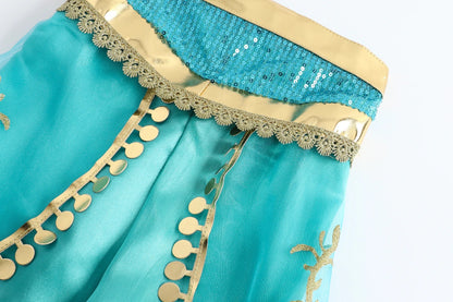 Jasmine Princess Dress for Girls Cosplay Aladdin Magic Lamp Costume Kids Halloween Birthday Carnival Party Vestidos