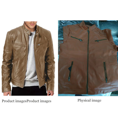 Jaquetas de Couro Masculinas 2024 Jaquetas Casuais de Motocicleta Masculinas Casaco de Motocicleta Slim Fit com Lapela Jaquetas de Couro PU Outono Casaco de Couro Masculino Anti-vento