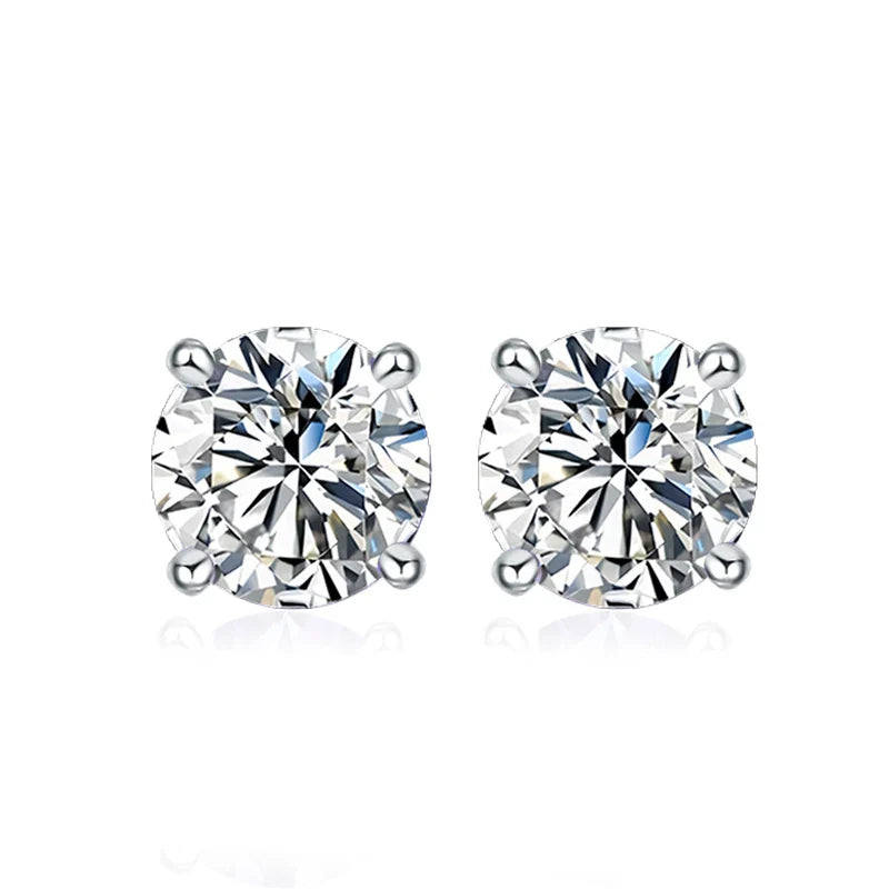 0.5ct 1ct 2ct Moissanite Stud Earrings for Women 925 Sterling Silver Pink Black Blue Grey Sparkling Lab Diamond Earring