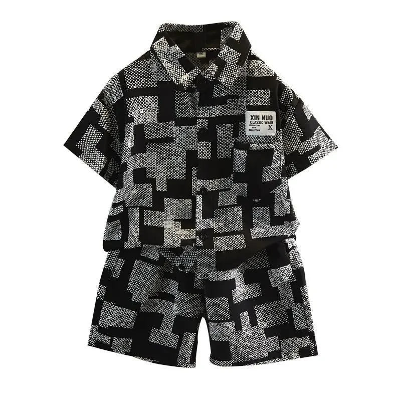 2026 Boys 2-11 Years Summer Chiffon Polo Shirt & Pants 2Pcs Set Korean Style Casual Streetwear Kids Active Outfits