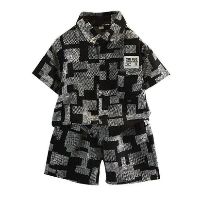 2026 Boys 2-11 Years Summer Chiffon Polo Shirt & Pants 2Pcs Set Korean Style Casual Streetwear Kids Active Outfits