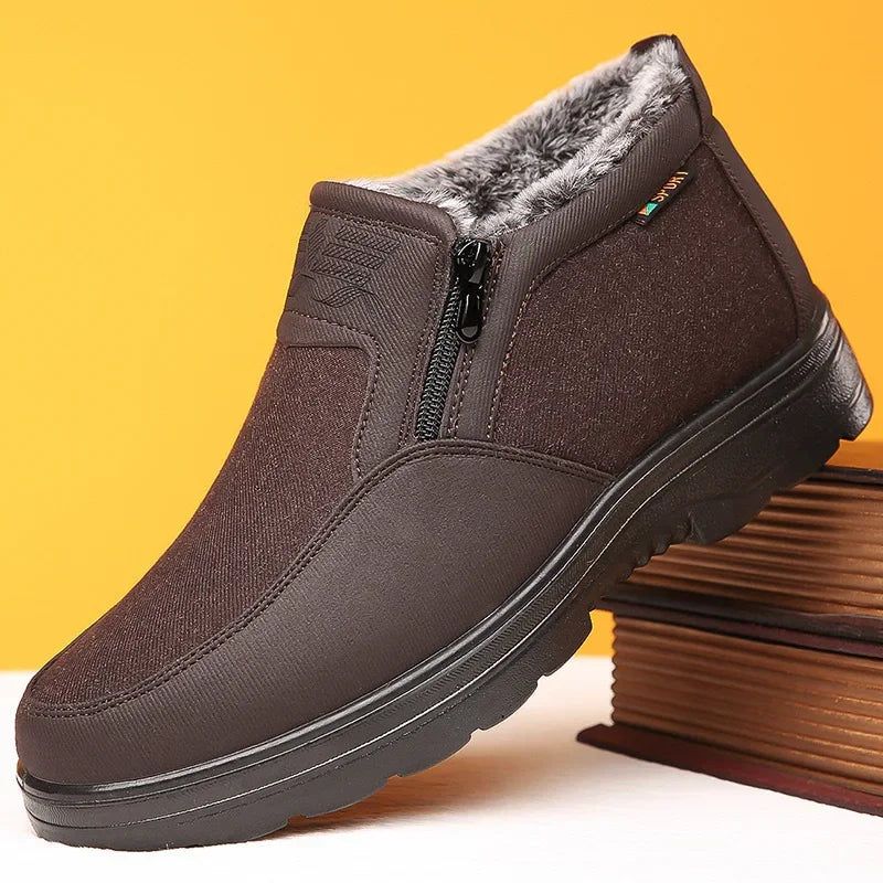 Winter high top men's cotton shoes with thick fleece, warm, waterproof, anti slip, oversized, unisex boots 38-48 boots for men