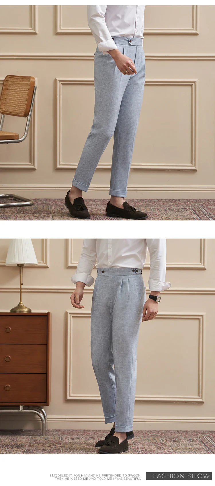 Neapolitan-Style Men‘s Cuffed Ankle Trousers | Slim Fit | Spring/Summer New Arrival