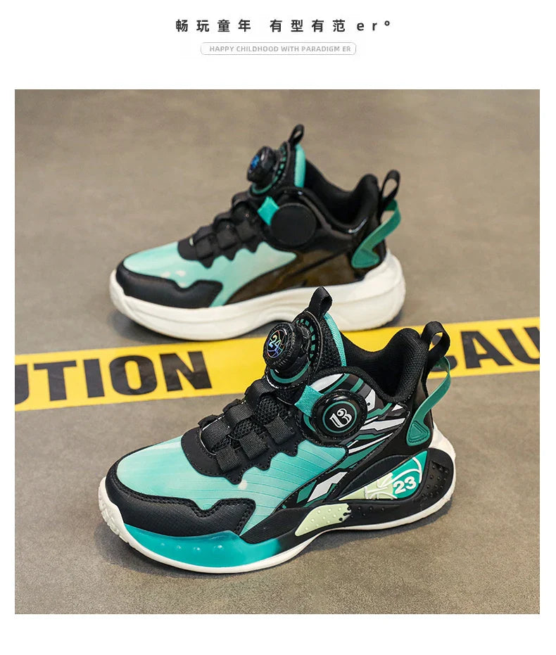 Children‘s Basketball Shoes Anti-slip Basketball Trainers Kids Outdoor Cushioned Sneakers Breathable Ankle Support Athletic Shoe