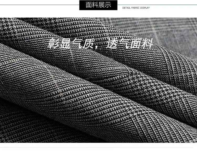 Suits (blazer+ Pants) Men Fashion Business Casual Solid Color Korean Version Slim-fit Plaid Gentleman Wedding Work S-5XL