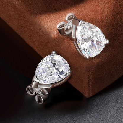 Pear Cut 3-Stone Full 3EX Moissanite Short Dangle Drop Earrings for Women s925 Silver Teardrop Earring Party Jewelry Gift