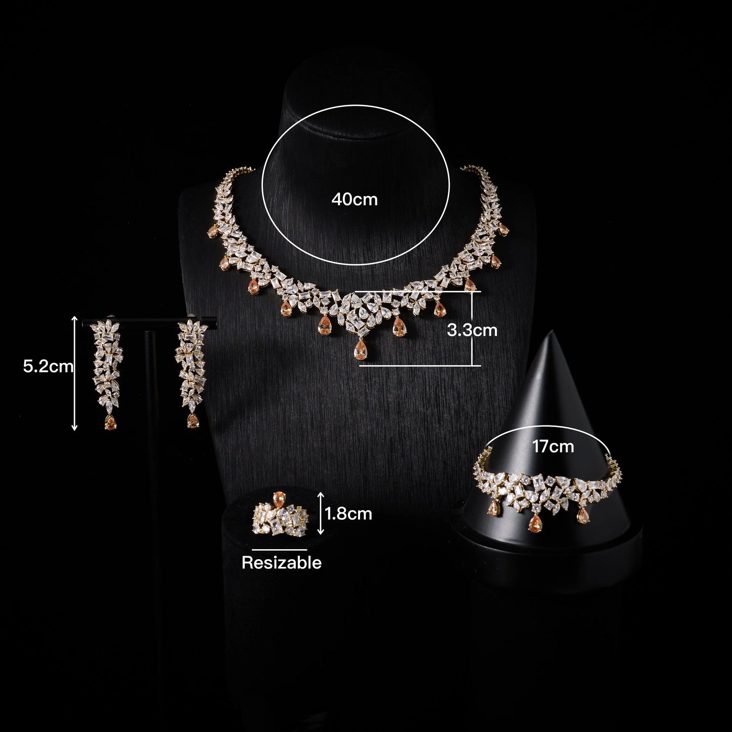 00073 Bridal Cubic Zirconia Necklace Set for Women Dubai Jewelry Sets  Wedding Jewelry Wedding & Engagement Accessories