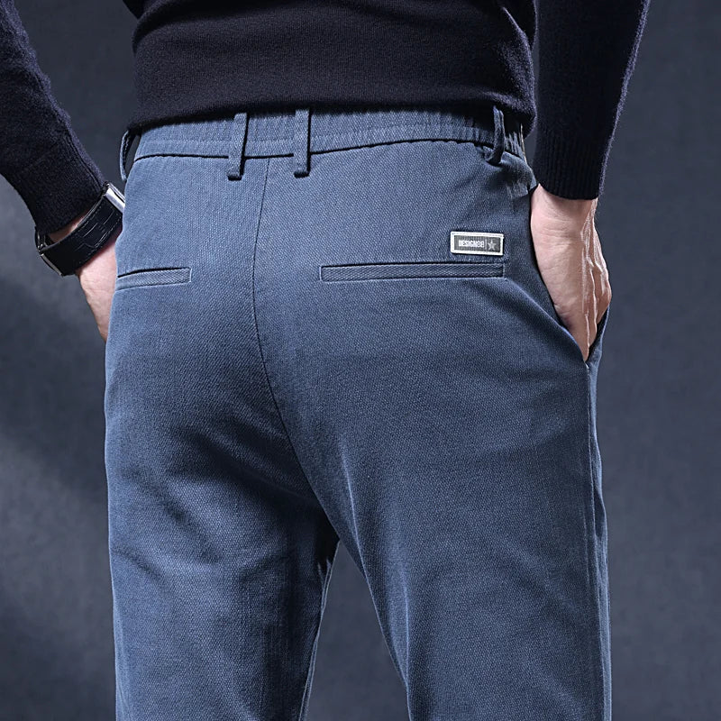 Classic Slim Fit Mens Casual Pants Breathable Straight Stretch Korean Business Trousers Spring Autumn New Fashion Male Clothing