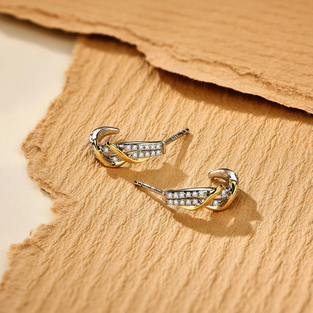 New Classic Moissanite Earrings 925 Steling Silver Yellow Plated Passed the Daimond Test Stud Earrings for Women Party