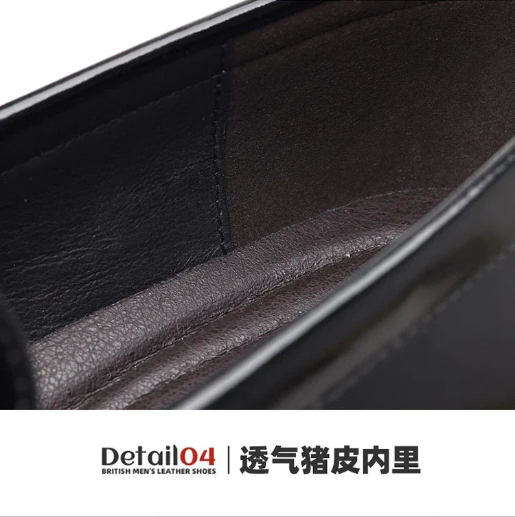 Men's Leather Shoes Genuine Leather High-end Brand One-pedal Formal Business 2025 New Shoes Glossy Doudou  Wedding  Dress Shoes