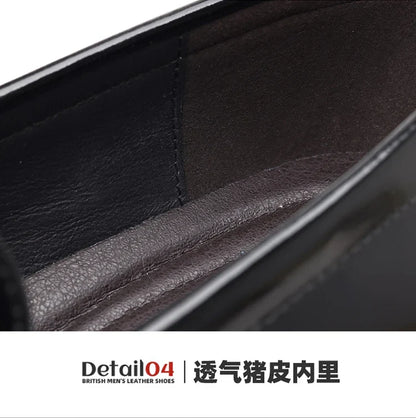 Men's Leather Shoes Genuine Leather High-end Brand One-pedal Formal Business 2025 New Shoes Glossy Doudou  Wedding  Dress Shoes