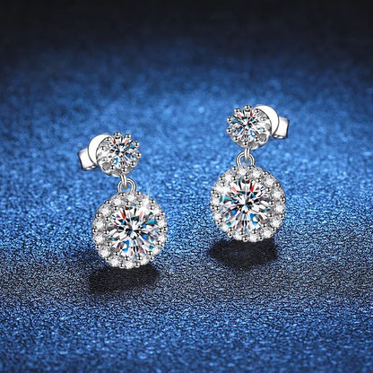 1ct Moissanite Earrings for Women S925 Sterling Silver 18k White Gold Plated Diamond Drop Earring Gifts with Certificate