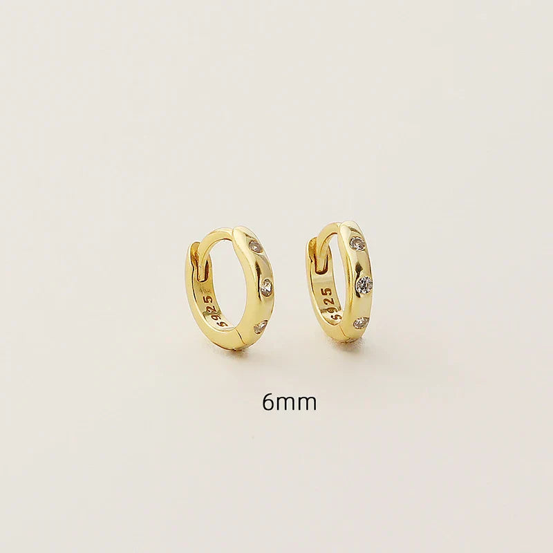 925 Sterling Silver Fashion Simple Piercing Ear Closure Statement Stacked Ear Hoop Earrings for Women Huggies Jewelry