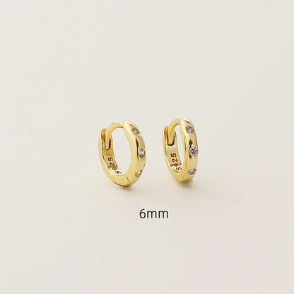 925 Sterling Silver Fashion Simple Piercing Ear Closure Statement Stacked Ear Hoop Earrings for Women Huggies Jewelry