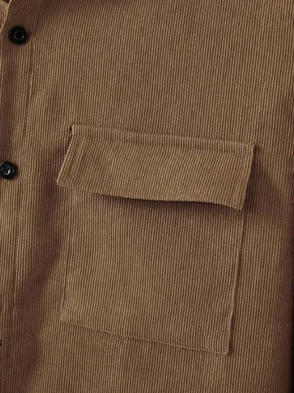 Men's suit Solid color corduroy suit Long sleeve shirt and pants casual suit