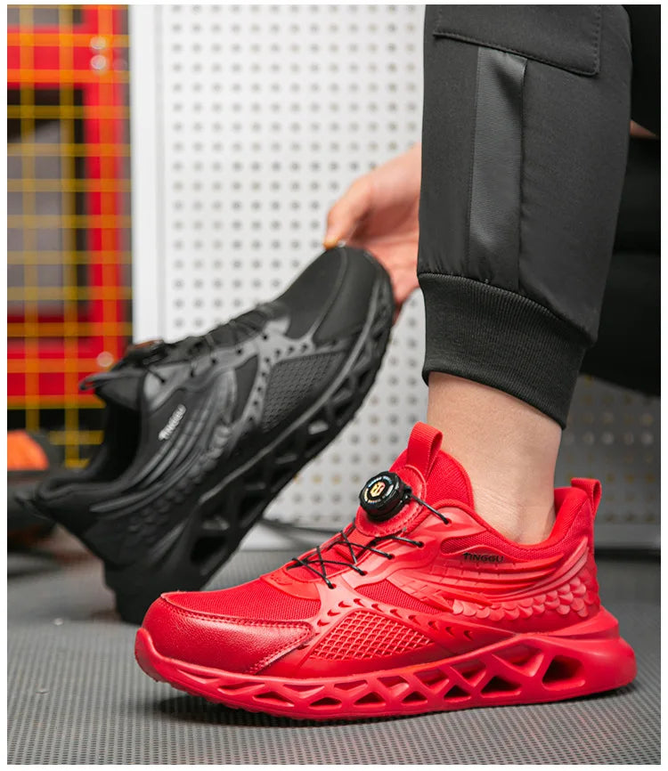 Men's Summer Mesh Labor Protection Shoes Anti-Smashing Wear-Resistant Outdoor Construction Site Protection Work Shoes Anti-Pierc