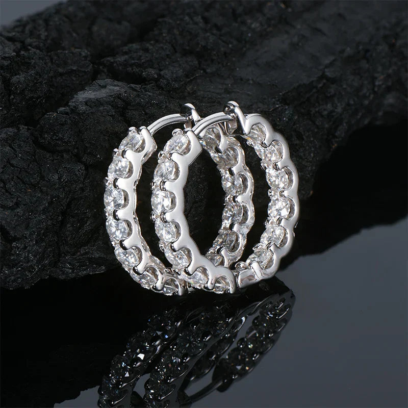 Hoops 100% 925 Sterling Silver Real 3mm Moissanite Stud Earrings For Women Sparkling Jewelry Gifts with Certificate Gifts