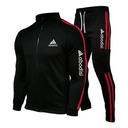 New Spring Fashion Casual Men Tracksuits Stripe Sportswear Men's Sets Jacket Casual Tracksuit Male Gyms Sweatshirt 2 Piece Set