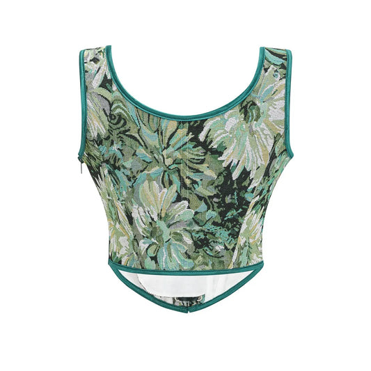 Green Boned Gothic Corset Tank Top Lace Up Vintage Bustiers & Corsets Steampunk Korsett Shapewear Women Sexy Corselet Feminino
