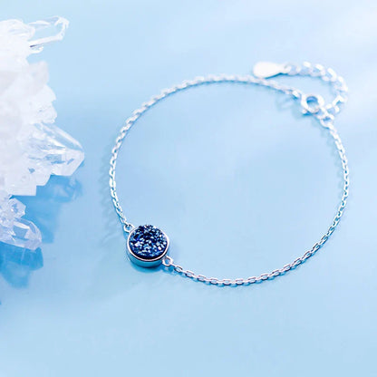 Multicolor Blue Crystal Sparkling Round Chain Bracelet Fashion Charm 925 Sterling Silver Bracelets For Women Jewelry Gift