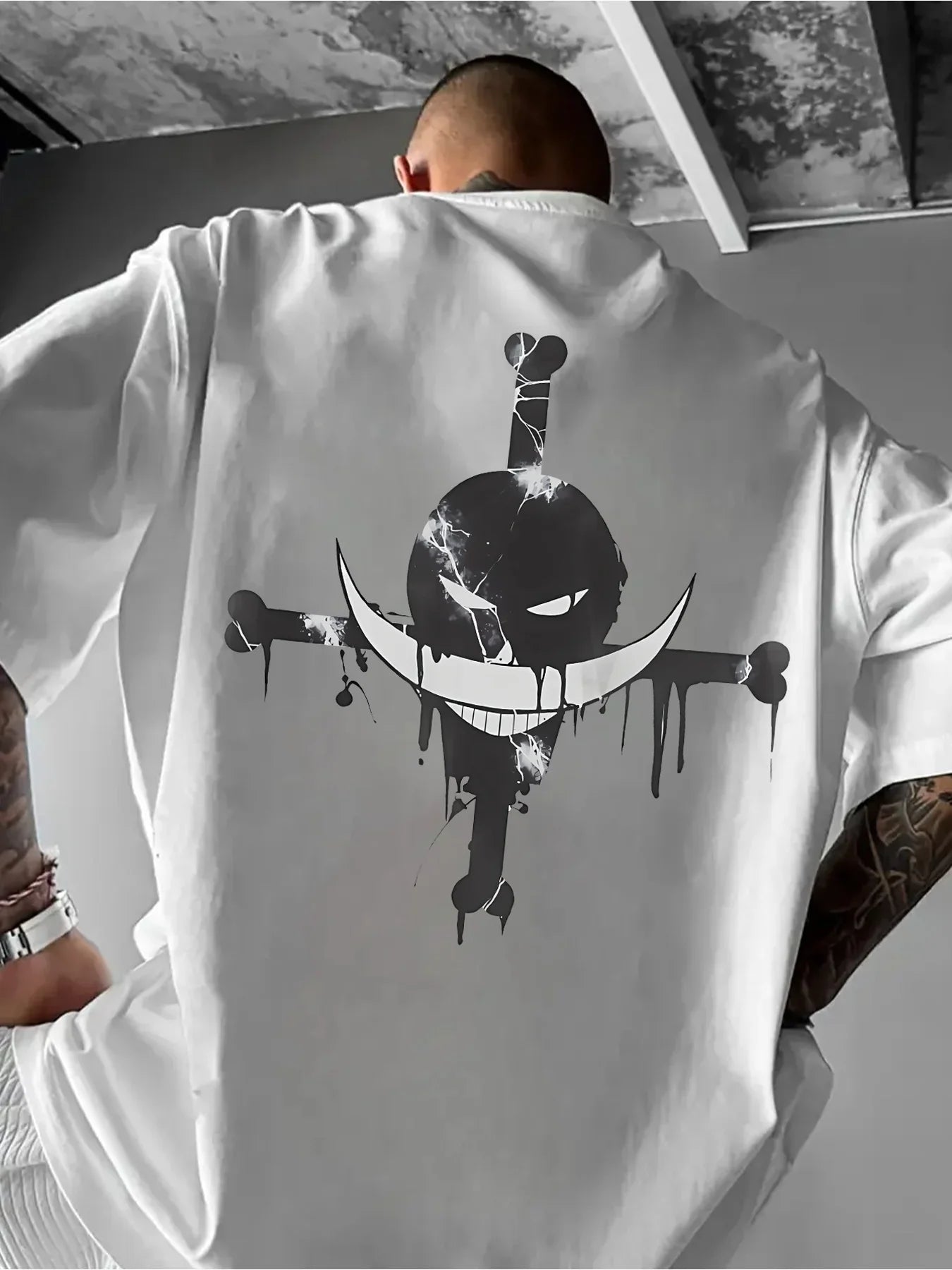 White Beard Printed Short Sleeve T-Shirt Men's and Women's 2025 Summer Fashion Casual Cotton Top