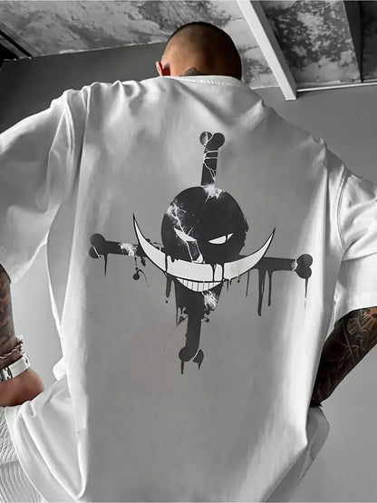White Beard Printed Short Sleeve T-Shirt Men's and Women's 2025 Summer Fashion Casual Cotton Top