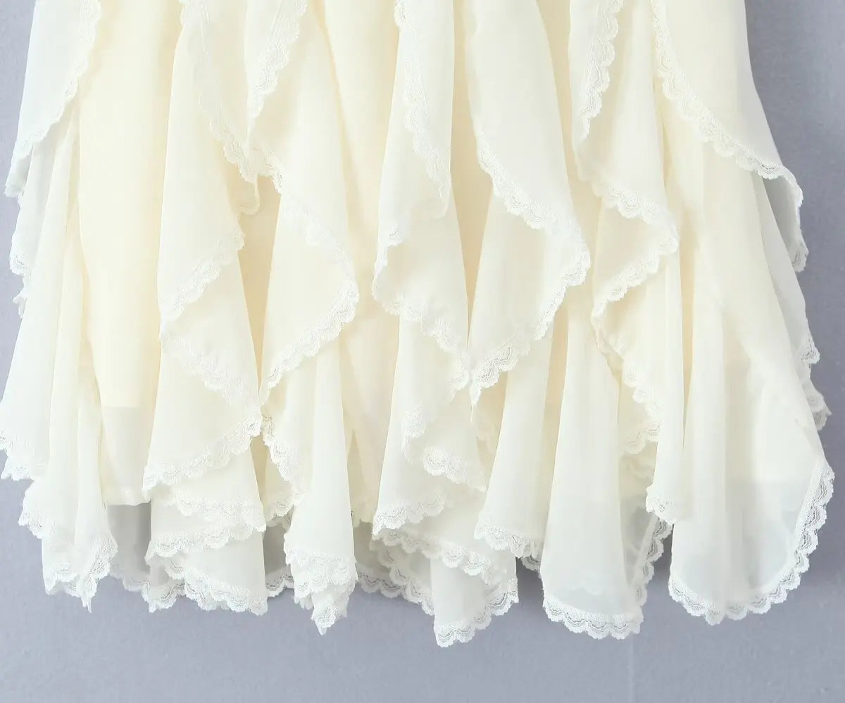 Kawaii Black Mini Skirts Women Summer 2025 Japanese Y2k Fashion Ruched Skirts Vintage Clothes Kawaii Ruffle Skirts Lace Trim