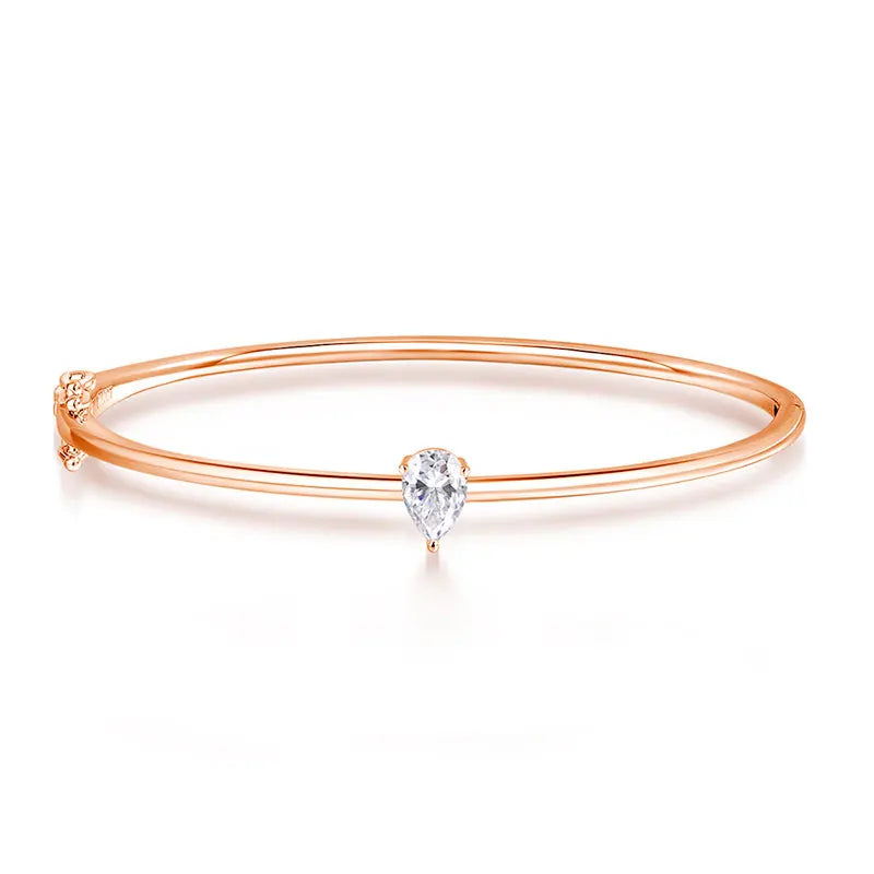 1CT Pear Cut Moissanite Bangles for Women GRA Certified D VVS1 Lab Diamond 100% s925 Sterling Silver Wedding Bracelets