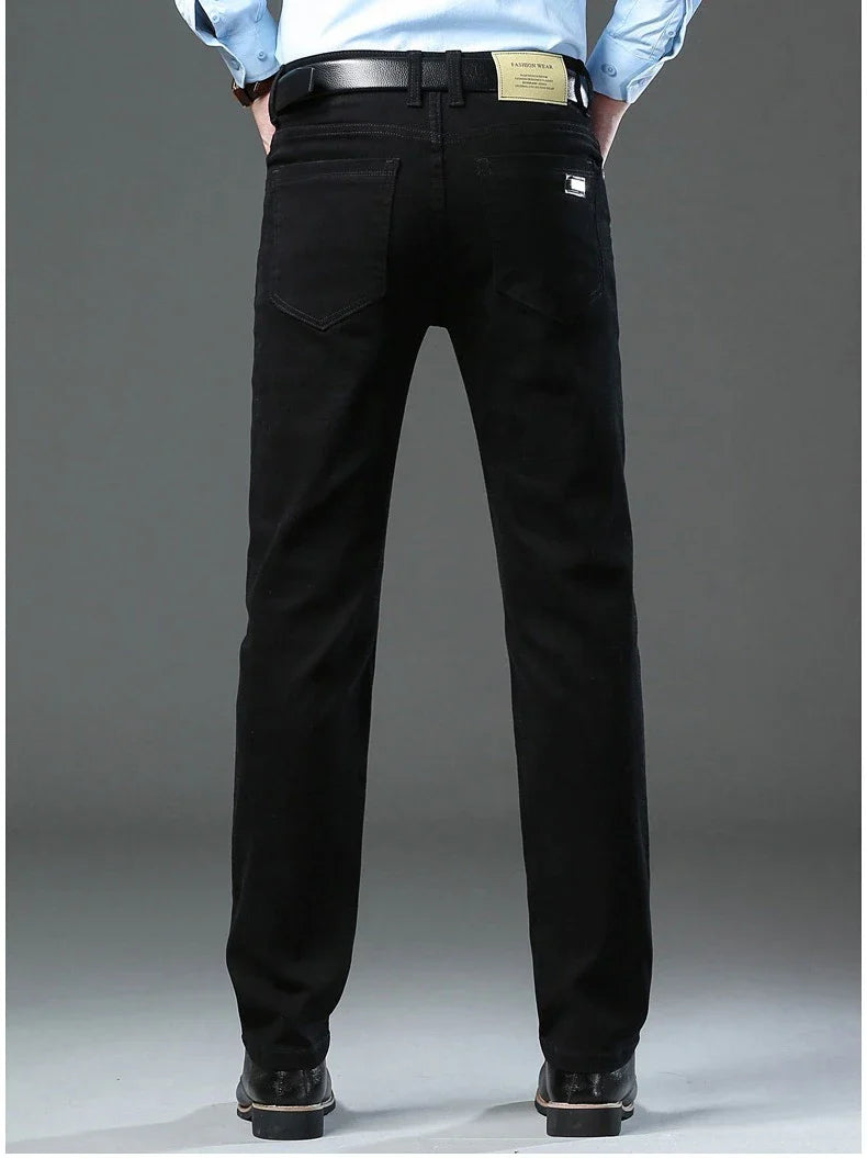 Men's New 92% Cotton Spring Autumn Jeans Stretch Straight Fashion Business Office Trousers Male Casual Plus Size Denim Pants