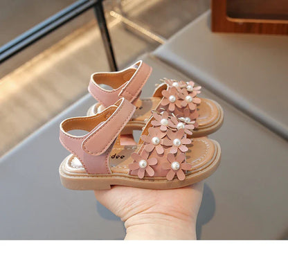 Little Girl's Shoes Bowknot New Summer Girls' Open-toe Sandals Princess Style, Beach Shoes, Soft Sole, Non-slip and Comfortable