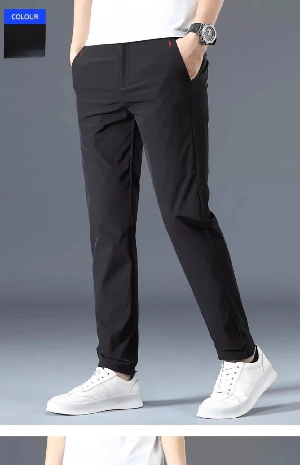 Men Summer Thin Casual Pants Trendy Fashion Classic Solid Color Versatile Straight Trousers Breathable Daily Outdoor Streetwear