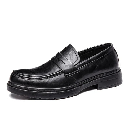 Men's Genuine Leather Casual Trendy Business Shoes Large Size 46 Code Debout Illetre Rubber Sole Added Height Fashionable Shoes