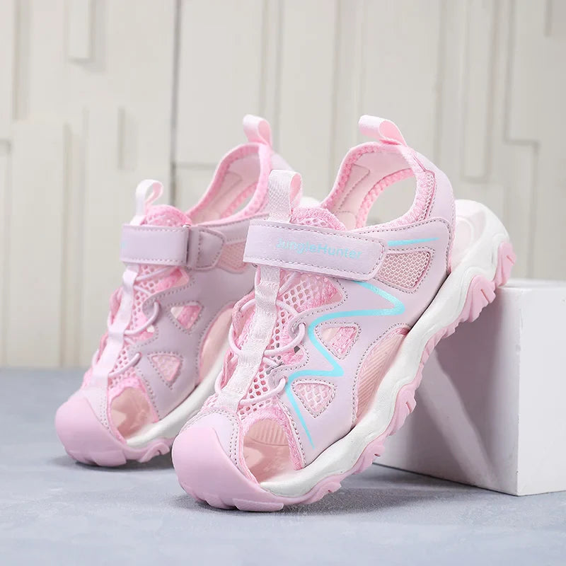 Kids Closed Toe Sport Sandals Adjustable Strap Mesh Non Slip Summer Shoes for Boys Children Outdoor Beach Casual Sandals Sneaker
