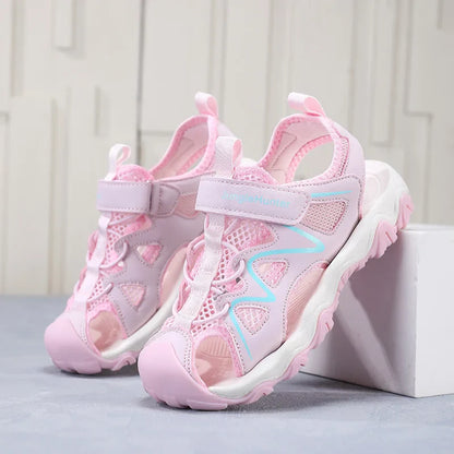 Kids Closed Toe Sport Sandals Adjustable Strap Mesh Non Slip Summer Shoes for Boys Children Outdoor Beach Casual Sandals Sneaker
