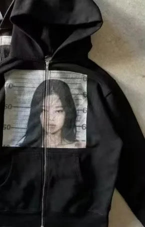 European and American Version Unisex Cute Hoodie Youth Oversized Sweatshirt Casual Clothes Zipper Jacket