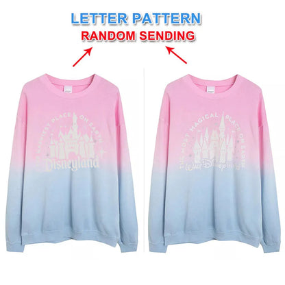 Sweatshirt Women Gradient Color Fleece Pullover O Neck Long Sleeve Casual Jumper Tops Femme Streetwear