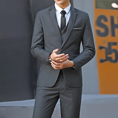 Suit Men Fashionable, Form-fitting Business Gentleman Striped Formal Suit, High-end Professional Wedding (Blazer+Vest+Pants)