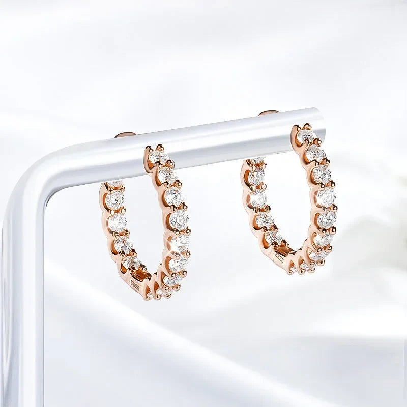 2.5mm Full Moissanite Hoop Earrings for Women Sparkling Halo Wedding Jewelry 925 Sterling Silver Earring Wholesale GRA