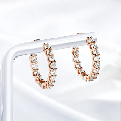 2.5mm Full Moissanite Hoop Earrings for Women Sparkling Halo Wedding Jewelry 925 Sterling Silver Earring Wholesale GRA