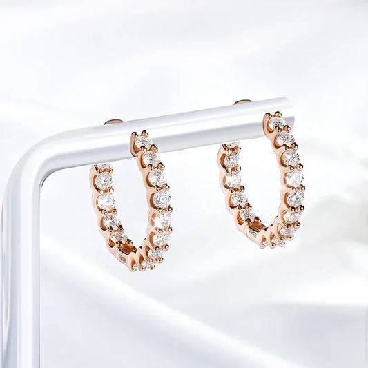 2.5mm Full Moissanite Hoop Earrings for Women Sparkling Halo Wedding Jewelry 925 Sterling Silver Earring Wholesale GRA