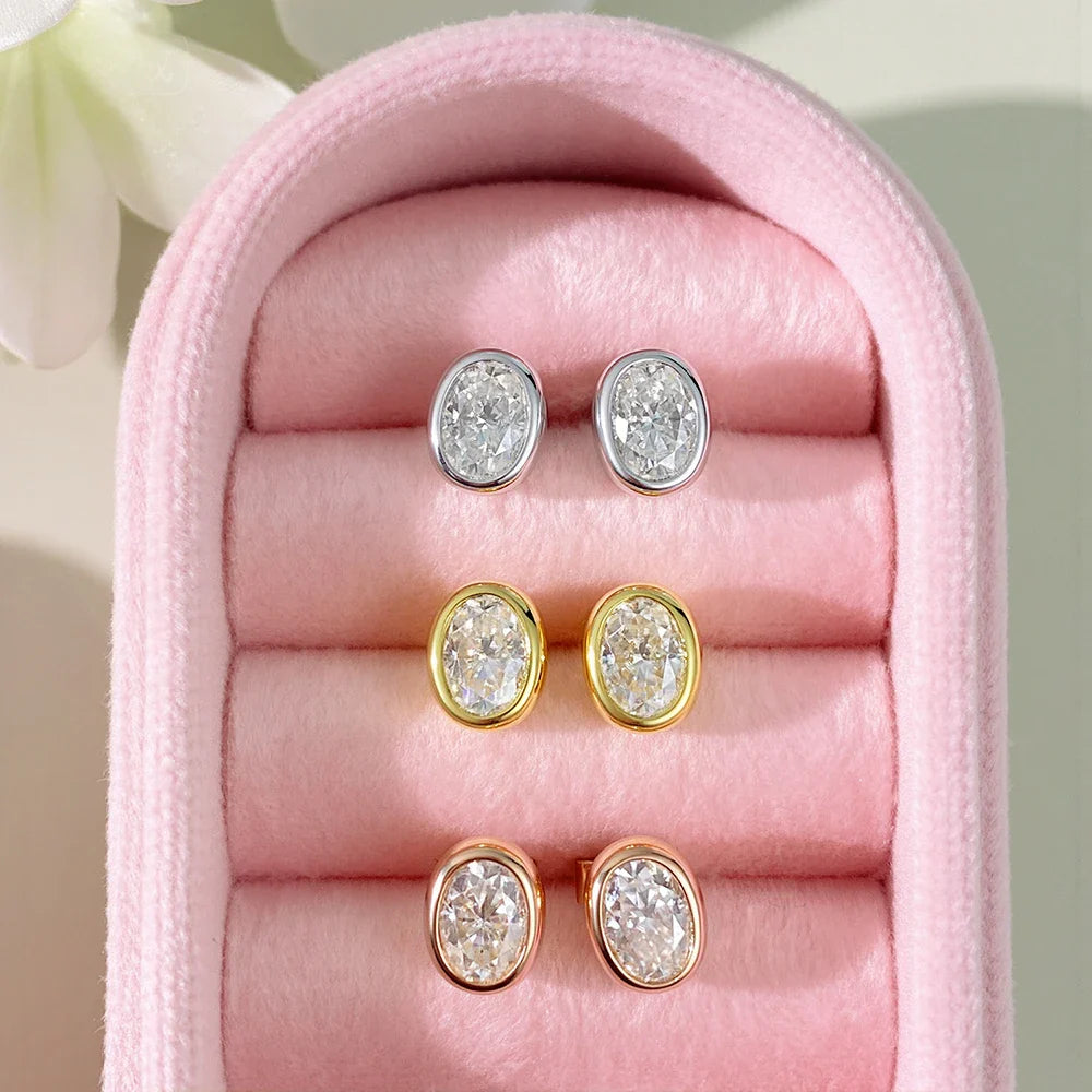 0.5CT Oval/Pear/Heart Moissanite Bracelets Earrings Set S925 Silver Plated 18K Gold Wrist Chain for Women Fine Jewelry