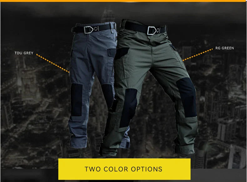 Wear-Resistant Outdoor Tactical Pants Mens Casual T-shirt Cargo Trousers Multi-pocket Waterproof Pant Hiking Training Workwear