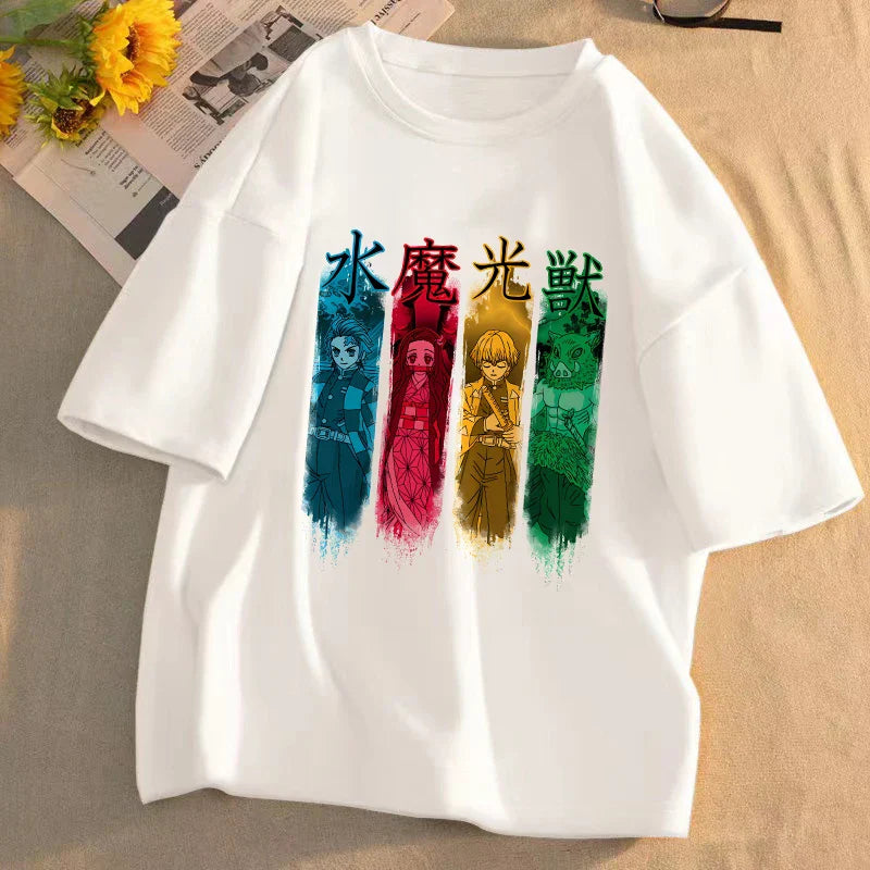 Demon Slayer Anime T-Shirt Kimetsu No Yaiba Unisex Graphic Tee Summer Short Sleeve Casual Cartoon Top Streetwear Anime Gift