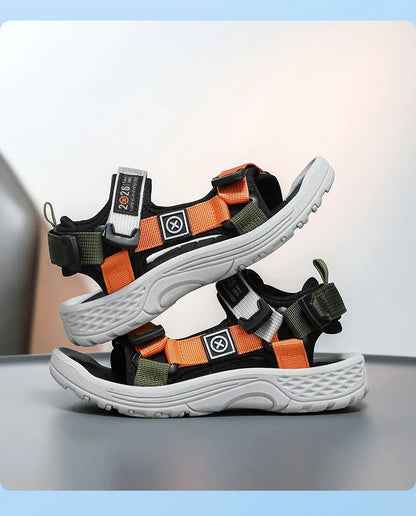 New Summer Kids Sport Sandals, Children Casual Breathable Barefoot Shoes, Non-Slip Lightweight Water Beach Sandals for Boys