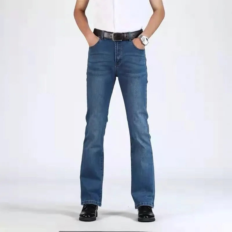 New Spring Autumn New American Street Men's Denim Flare Pants Wide Leg Jeans Loose Casual Pants for Men Vintage Washed Versatile