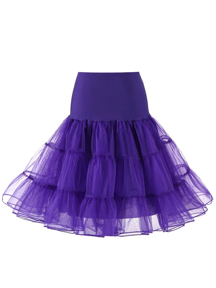 Pleated Vintage Voile Underskirt Ballet Tutu Skirts for Women 50s Retro Skirt Wedding Elegant Party Petticoat