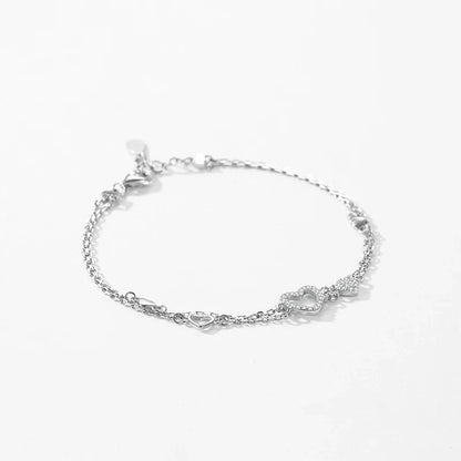 925 Sterling Silver Romantic Heart Bracelet Original Design Dazzling Clear CZ Bracelet For Women Silver Fine Jewelry