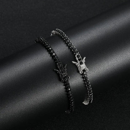 100% Real S925 Sterling Silver Plated 18K Gold 5A Grade Zircon Black Tennis Bracelet for Men and Women Fashion Exquisite Jewelry